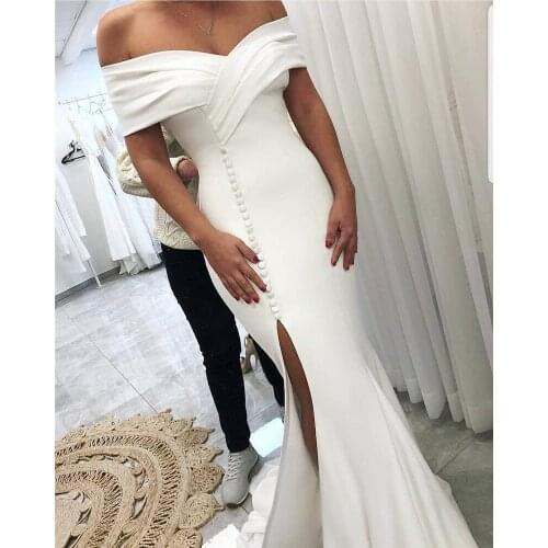 Amazing Split Mermaid Wedding Dresses Long 2020 Elegant Off Shoulder African Bridal Gowns Off Shoulder Nigeria Vestido de noiva