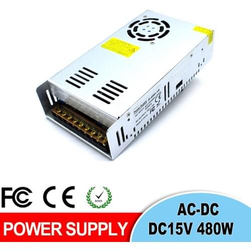 Universal DC Power Supply DC15V 32A 480W Driver Transformer 220V 110V AC to DC Led Power Adapter for CNC CCTV Stepper 3D Print