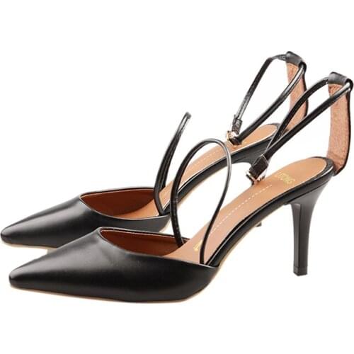 Sandals Female 2019 New Summer Fashion Net Red Sexy Stiletto Pointed Wild Korean Version Of A Word Buckle High Heels Tide