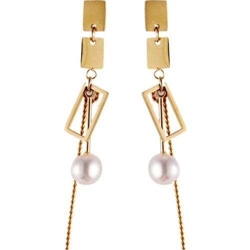 Pearl Earrings For Women Hanging Earrings 2021 Trend Stainless Steel Jewelry Women Fashion Jewelry Accessories Free Shipping