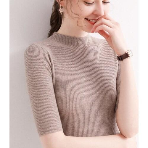 Women 100% Cashmere Pullover Spring Summer Turtleneck Elasticity Sweater FemaleThin Soft Basic Jumper Solid Slim Femme Trendy T