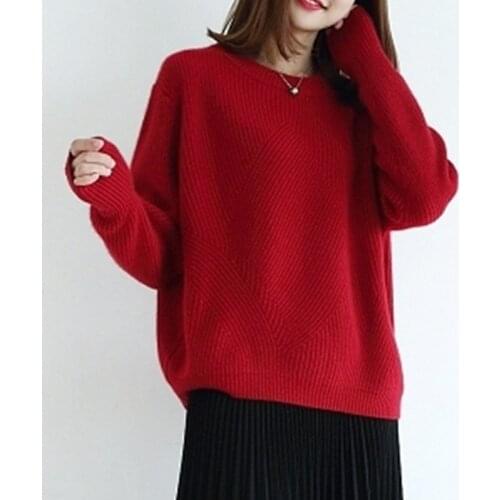 Women sweater 2018 new arrival winter high-quality o-neck knit pullover thicken cashmere sweater female solid loose sweater tops
