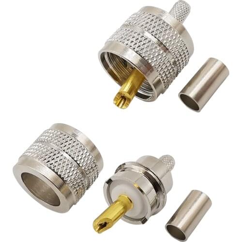 10Pcs UHF Male PL259 RF Coax Connector UHF PL259 Male Plug Crimp RG58/142 LMR195 LMR200 RG400 Cable Male Solder PL-259 Adapter