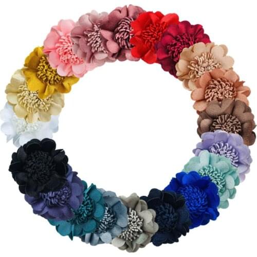 100PCS Top Quality Small Flower For Baby Girls Hair Accessories Rose Flower Cute Fabric flowers No hair Clip for Headband