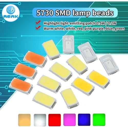 100pcs 5630/5730-CW/WW 0.5W-150Ma 50-55lm 6500K White Light SMD 5730 5630 LED 5730 diodes (3.2~3.4V)