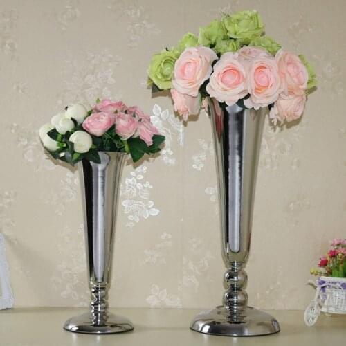 39cm 52cm Tall Centerpiece Vases Wedding Decoration Silver Floor Vase Metal Flower Vase Marriage Party Decor