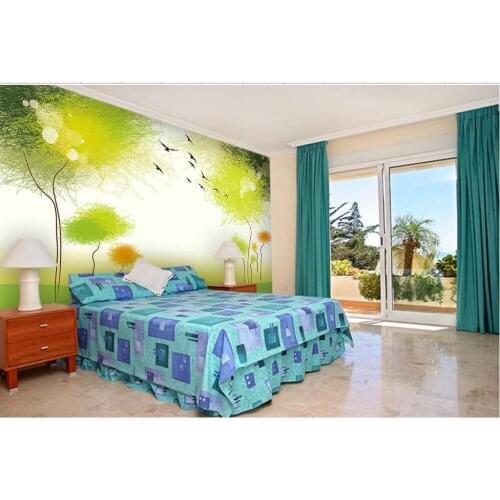 Custom 3d mural wallpaper TV backdrop green abstract trees 3d mural wallpaper Home Decoration