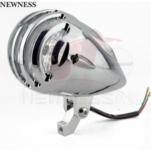 4.75” Halogen Motorcycle ABS Grill Gurad Bullet Headlight H4 high / Low Beam For Harley Chopper Sportster Softail Customs