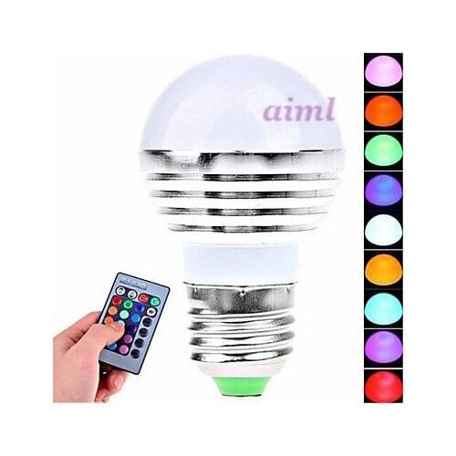 5PCS E26/E27 3 W LED 180 LM RGB Remote-Controlled Globe Bulbs AC 85-265 V