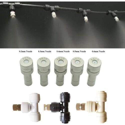 50 pcs 0.2-0.6 mm Fog Misting Nozzles 6.35 mm 3-head Connectors Garden Water Irrigation Sprinkler Fittings