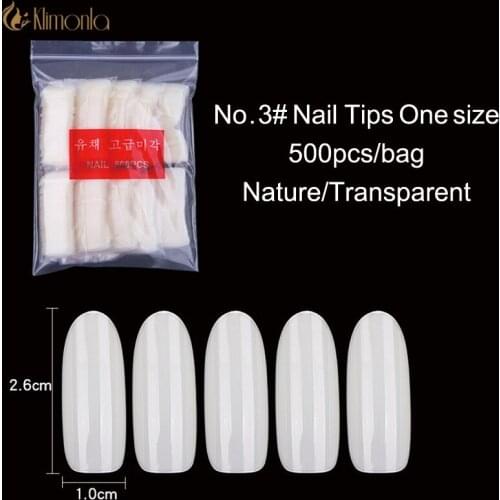 500 Pcs Same Size Of Oval Shape False Nail Tips Purchase Specific Sizes Fake Nails For Paintting Prastic Size 3 for Display