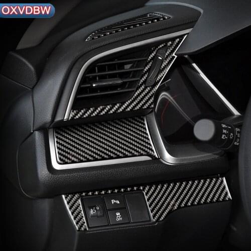 Car Interior Steering Wheel Door Handle Gear Outlet Panel Cover Trim Carbon Fiber for Honda Civic 2016 2017 LHD RHD Accessories