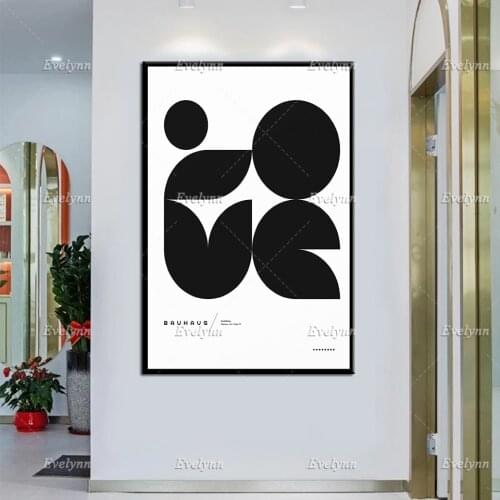 Bauhaus Love Art Exhibition Poster Print Modernism Modern Fun Quote Funny Coolhome Office Decor Graphic Design Paul Rand Canvas