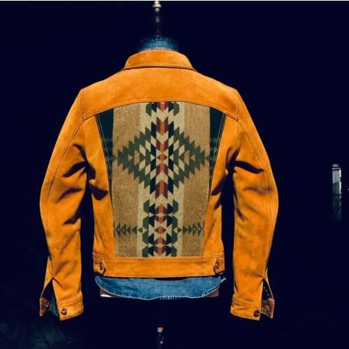 CDJ-123 Cidu RockCanRoll Read Description! Super Quality Coat Genuine Cow Suede Leather Outerwear Cowhide Stylish Navajo Jacket