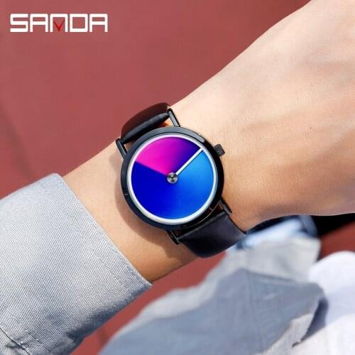 BASID Top Brand Luxury Gradient Color Modern Mens Watches Creative Concept Wristwatch Waterproof Watch Gentleman For Gifts Male