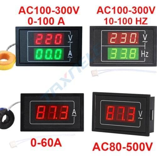DL85 AC80-500V 100A 60A Dual Display Voltage Current Meter Detector Frequency Meter Amperimetro LED Voltmeter Ammeter AC Meter