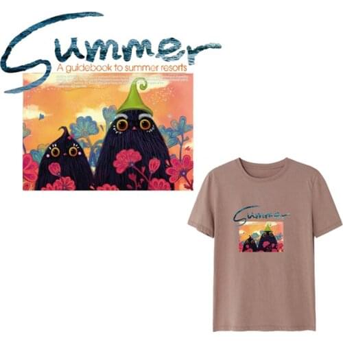 Colorful Summer Iron-On Transfers For Clothing T-shirt Flower Thermal Transfer Hot Vinyl Ironing Stickers On Kids