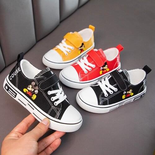Disney spring Children Canvas Shoes Cartoon Mickey Mouse Girl Sneaker Breathable Fashion Kids Shoes For Boy Casual Shoes