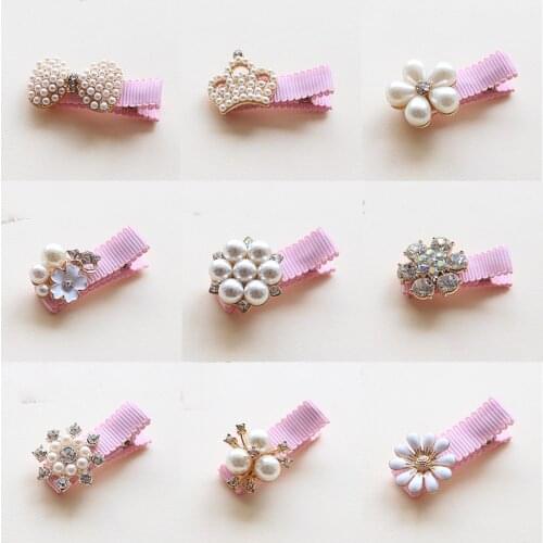 1PCS Children Hair Clips Crown Pearls Baby Hairpins Hair Accessories Pearl Bows Princess Hairpins Girls Headwear Kids Headdress