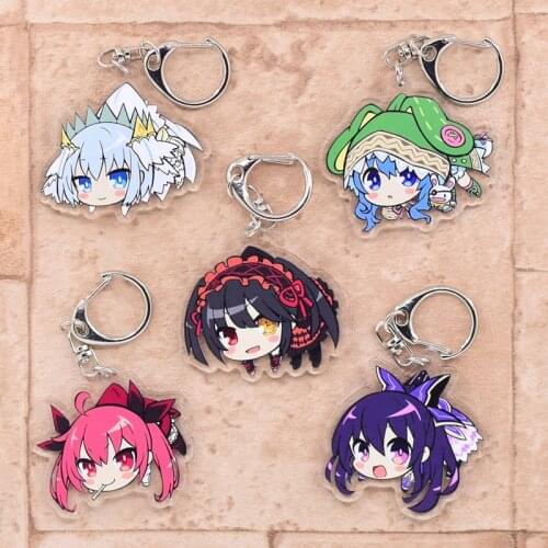 Date A Live Keychain Double Sided Acrylic Cartoon Key Chain Pendant Anime Accessories Keyring Hot Sale
