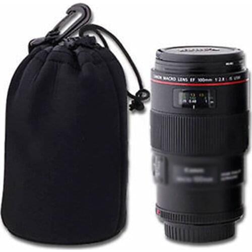 Hot Sale Soft Black Small DSLR Camera Lens Protector Drawstring Pouch Bag Backpack Case Waterproof Cover XL Size