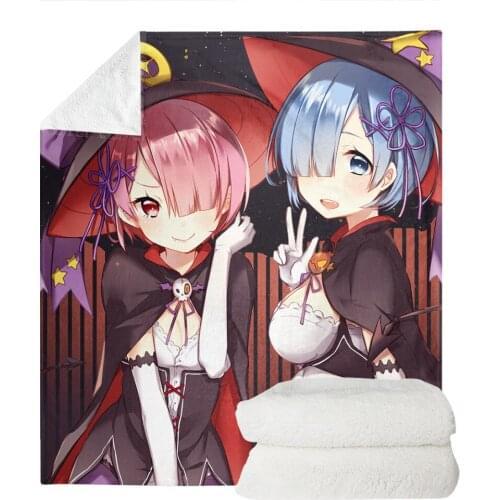 Upetstory Spring/Autumn Cotton Blankets Anime Re Zero Halloween Print Sherpa Throw Fleece Blanket Home Warm Blankets on Sofa/Bed