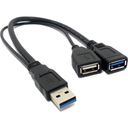 USB 2.0&3.0 Female to Dual USB Male Extra Power Data Y Extension Cable for 2.5 inch Mobile Hard Disk