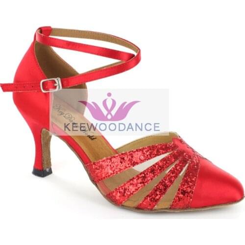 KeeWooDance Red green swing NEW Free shipping Good quality high heel salsa Ladies Modern Ballroom dance shoes wedding shoes