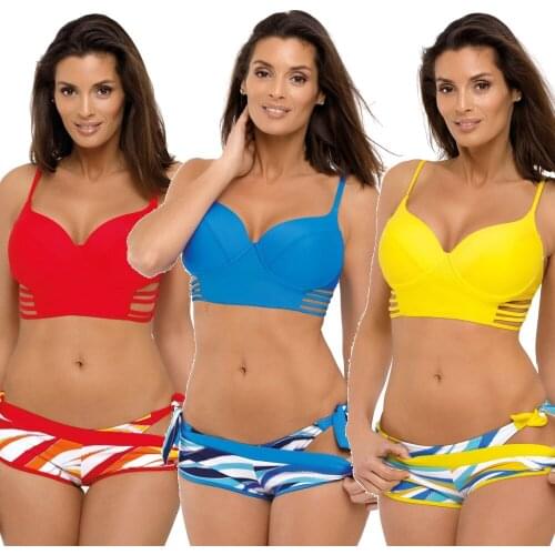2020 Newest 3pcs/set Women Swimming Suit Push Up Bikini Top Brazilian Swimsuit Printed Bottom Plus Size XXL Swimwear Big Bikinis