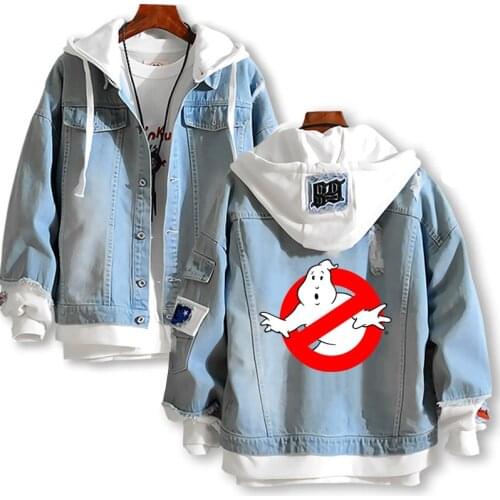 2020 New Fashion Ghostbusters Afterlife printing Denim Jacket Casual Bomber coat Hip Hop Retro hoodie Jacket Streetwear jeans