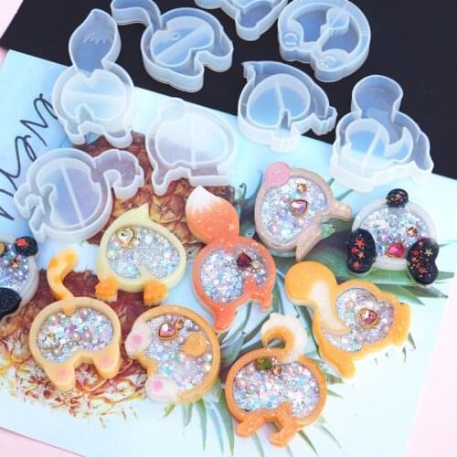 Hot sell Shaker Molds Quicksand Animal butt cat fox panda Epoxy Resin Molds Silicone Mold Wand Oil Syringe Craft Pendant Tools