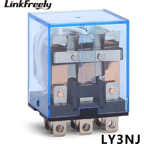 LY3NJ Mini Electromagnetic Coil Relay 10A 11 Wide Pins 3NO+3NC12V 24V DC 36V 48V 220V AC General Purpose Voltage Relay Switch