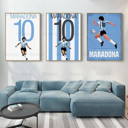 Maradona Art Posters and Prints Football Superstar Sports Players Canvas Paintings Home Decor Living Room Pictures On The Wall