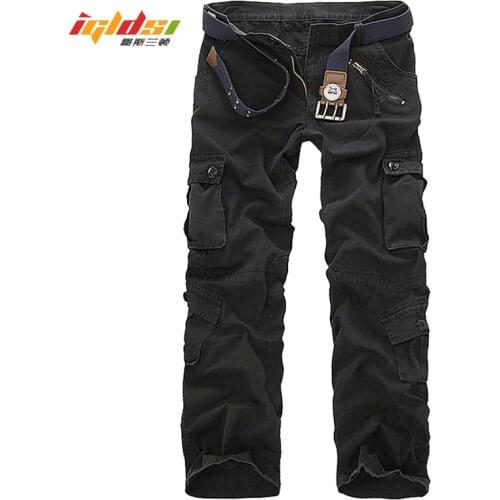 New 2020 Mens Cargo Pants Military Straight Long Trousers Men Casual Cotton Camouflage Multi-Pocket Pants Washed Trouers