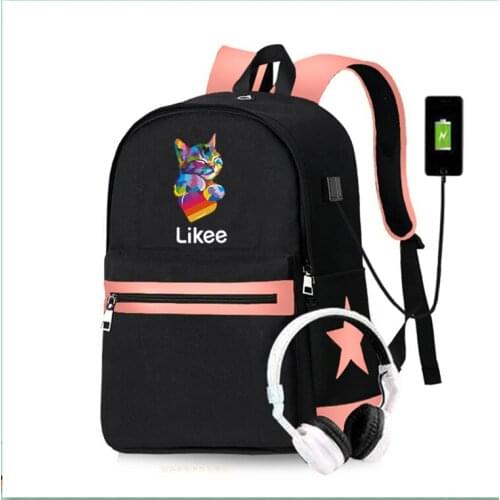 New USB charging LIKEE Video App schoolbag For teenage teenagers bookbag backpack to school bag Student book bag for boys girls