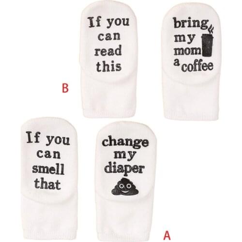 Novelty Funny Sayings Baby Cotton Crew Socks Non-Skid Gripper If You Can Read This Rubber Letters Printed Hosiery Gifts
