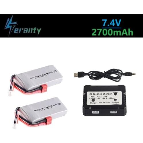 Upgrade 2700mah 7.4v battery For Wltoys 12428 12423 RC Four-wheel rc Vehicle Car 2s Lipo Battery for Feiyue 03 Q39 RC Racing Car