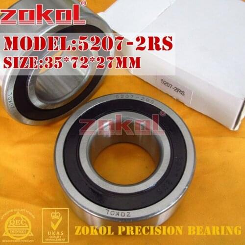 ZOKOL bearing 5207-2RS 3207 2RZ (3056207) Axial Angular Contact Ball Bearing 35*72*27mm