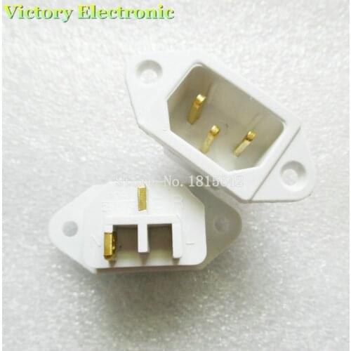 2PCS/Lot Brand New Power Supply Socket 10A 250V 3 Pins Copper Foot White Socket