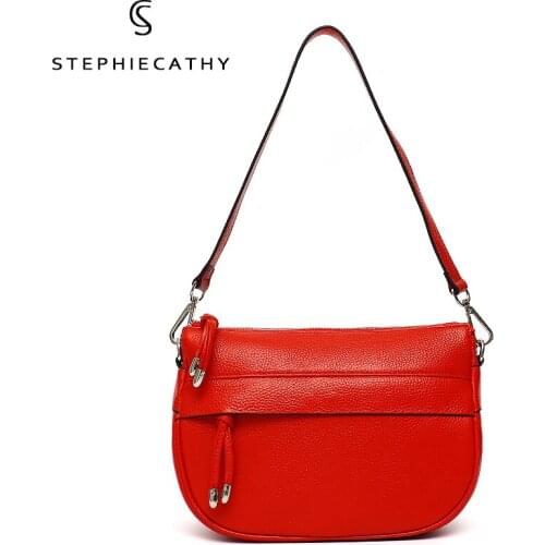 SC Fashion Genuine Leather Underarm Handbags For Women Brand Design Casual Zip Shoulder Bag Female Cowhide Crossbody Hobo Purses