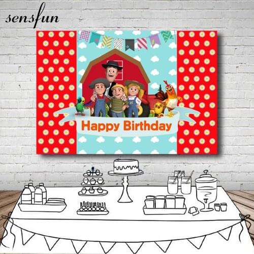Sensfun Red Fram Birthday Party Backdrops La Granja De Zenon Kids Cartoon Photography Backgrounds For Photo Studio Custom Poster