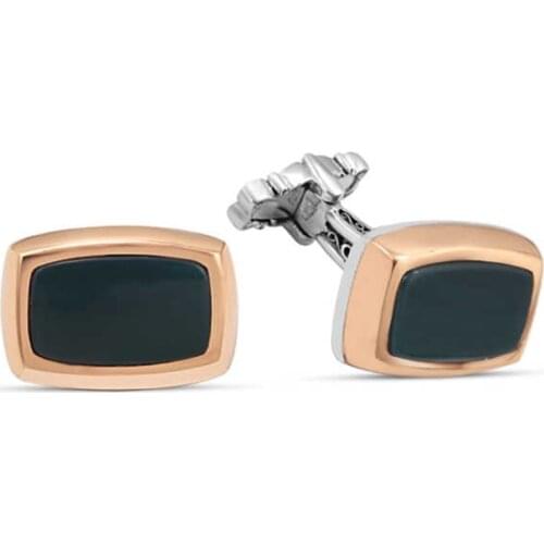 Silver Green Agate Stone Cufflinks