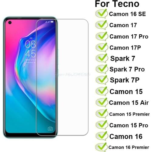 2-1PC Glass For Tecno Camon 16 SE 17P 16 S 15 Air Pro Premier Vidrio For Tecno Spark 7P 6 Go Plus 5 Air Pro Power 2 Air Pelicula