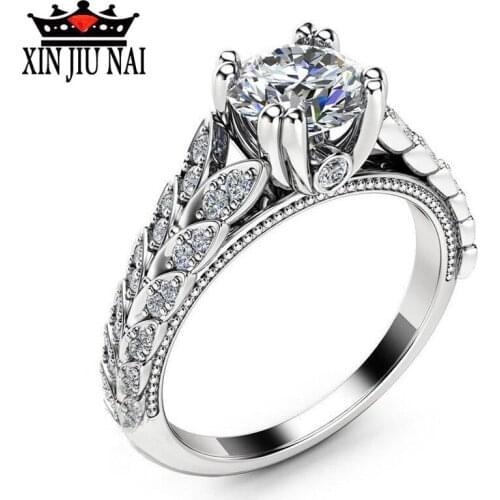 Unique plant leaf lady ring micro-inlaid high-quality AAA zircon C Rhod leisure jewelry fashion gift womens rings