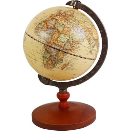 Vintage 5 Inch Diameter Brown World Globe Antique Decorative Desktop Rotating Earth Geography Globe Children Gift