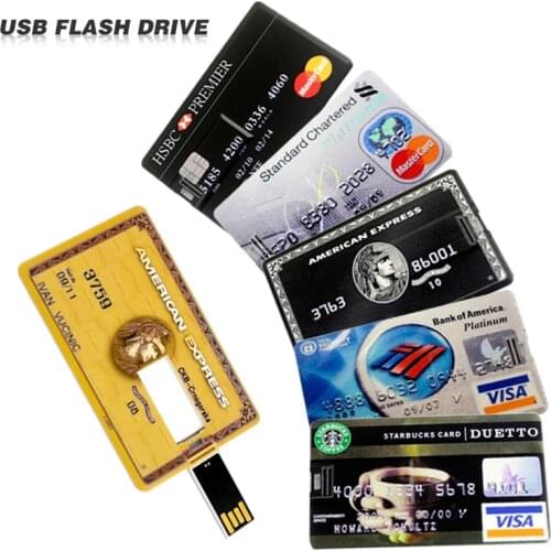 Waterproof USB Flash Drive Pen Drive 4GB 8GB 16GB 32GB 64GB Bank Credit Card Shape Memory Stick pendrive u disk flash card