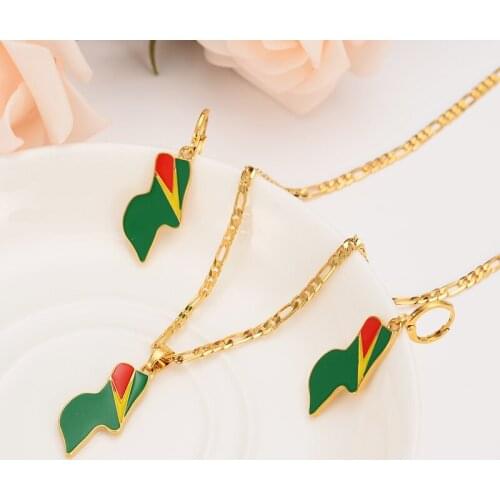 New Fashion Guyana map Jewelry Set big Pendant sweater chain Necklace Earring Fashion wedding bridal party gifts souvenir