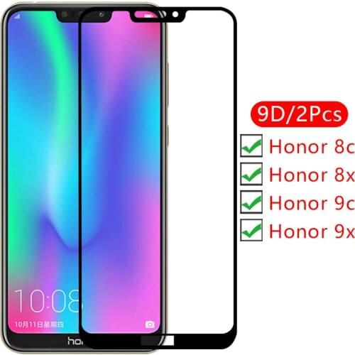 9d screen protector tempered glass case for huawei honor 9c 9x 8c 8x cover on honer 8 9 c x c8 c9 x8 x9 protective phone coque