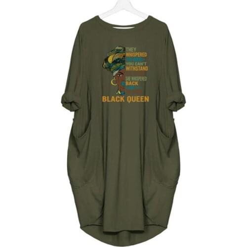 I Am The Storm Black Queen 2021 African Summer Womens Dress African Vintage 100% Cotton Afrocentric Dresses Clothing 5XL