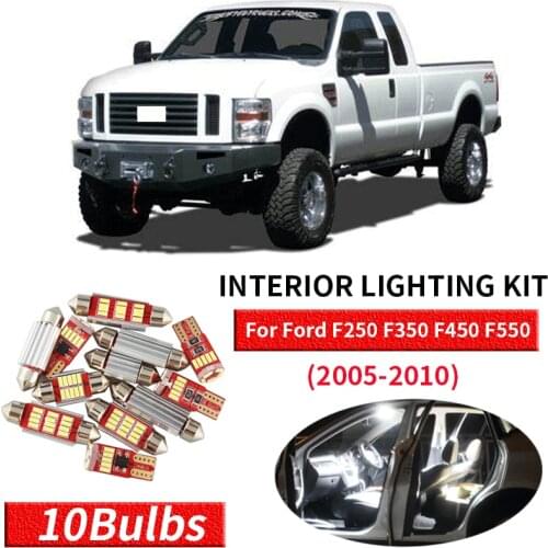 10 X White Canbus led Car interior lights Package Kit for 2005 2006 2007 2008 2009 2010 Ford F250 F350 F450 F550 led interior li